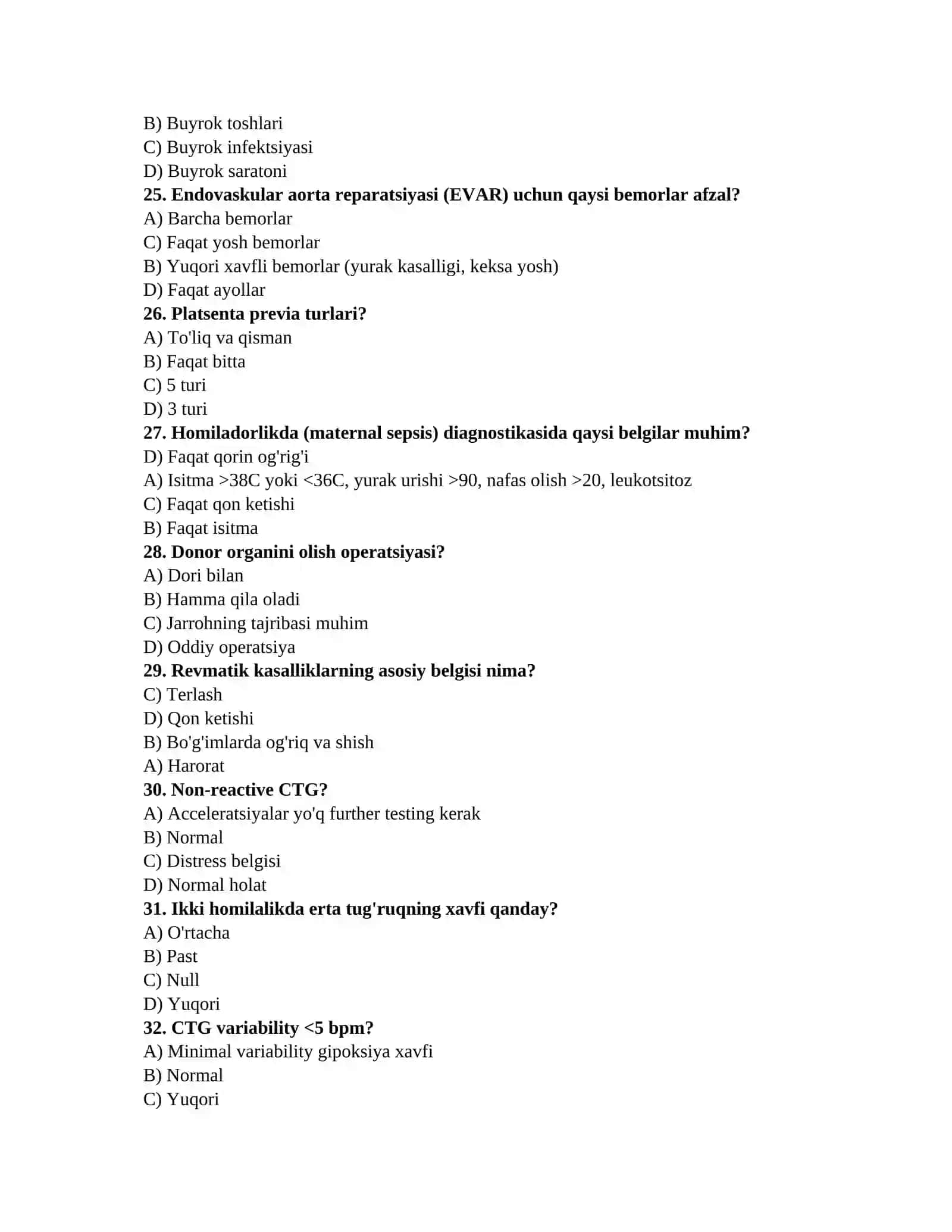 Tibbiy imtihon testlari 4