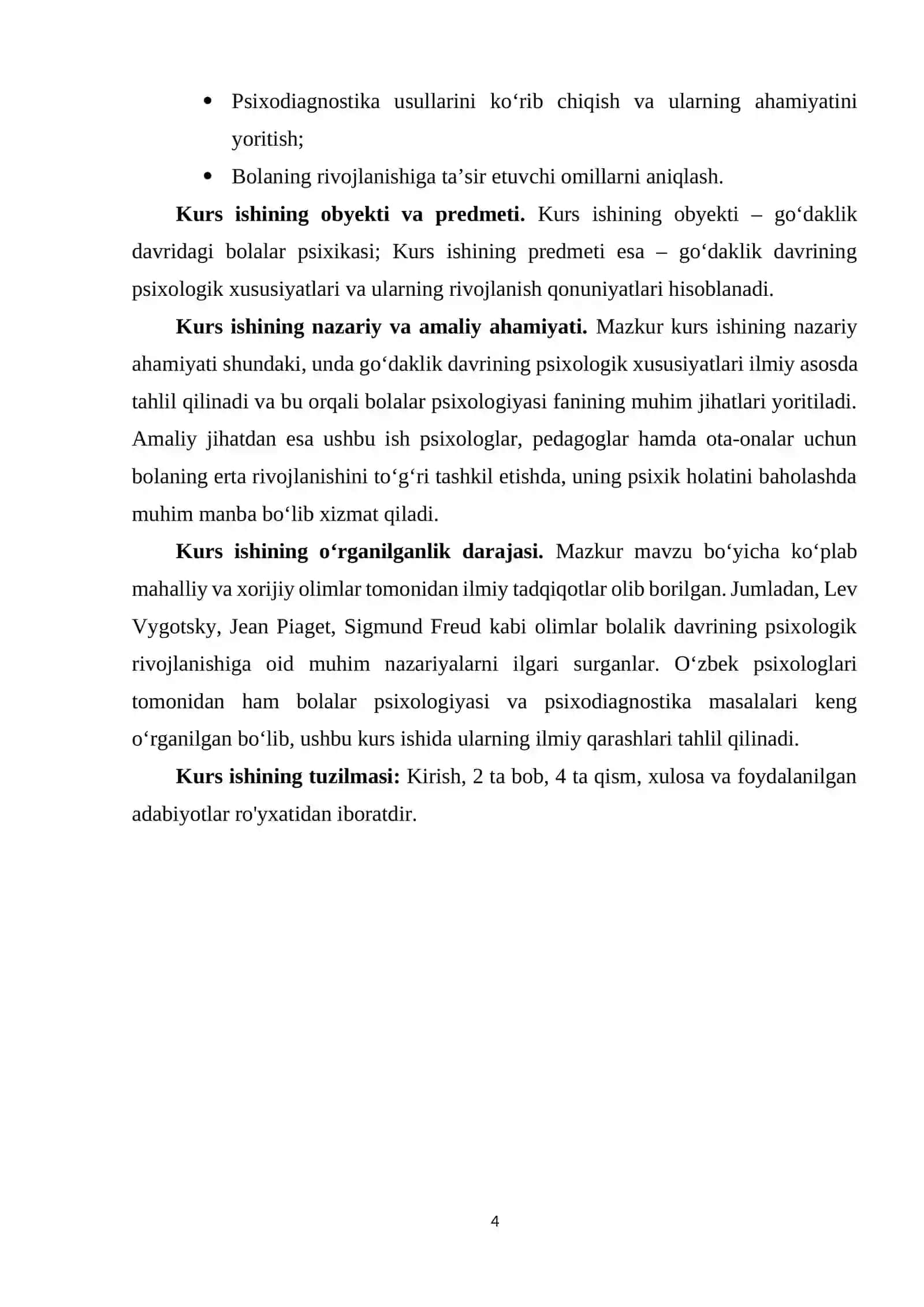 Go‘daklik davrining psixologik xususiyatlari kurs ishi 4