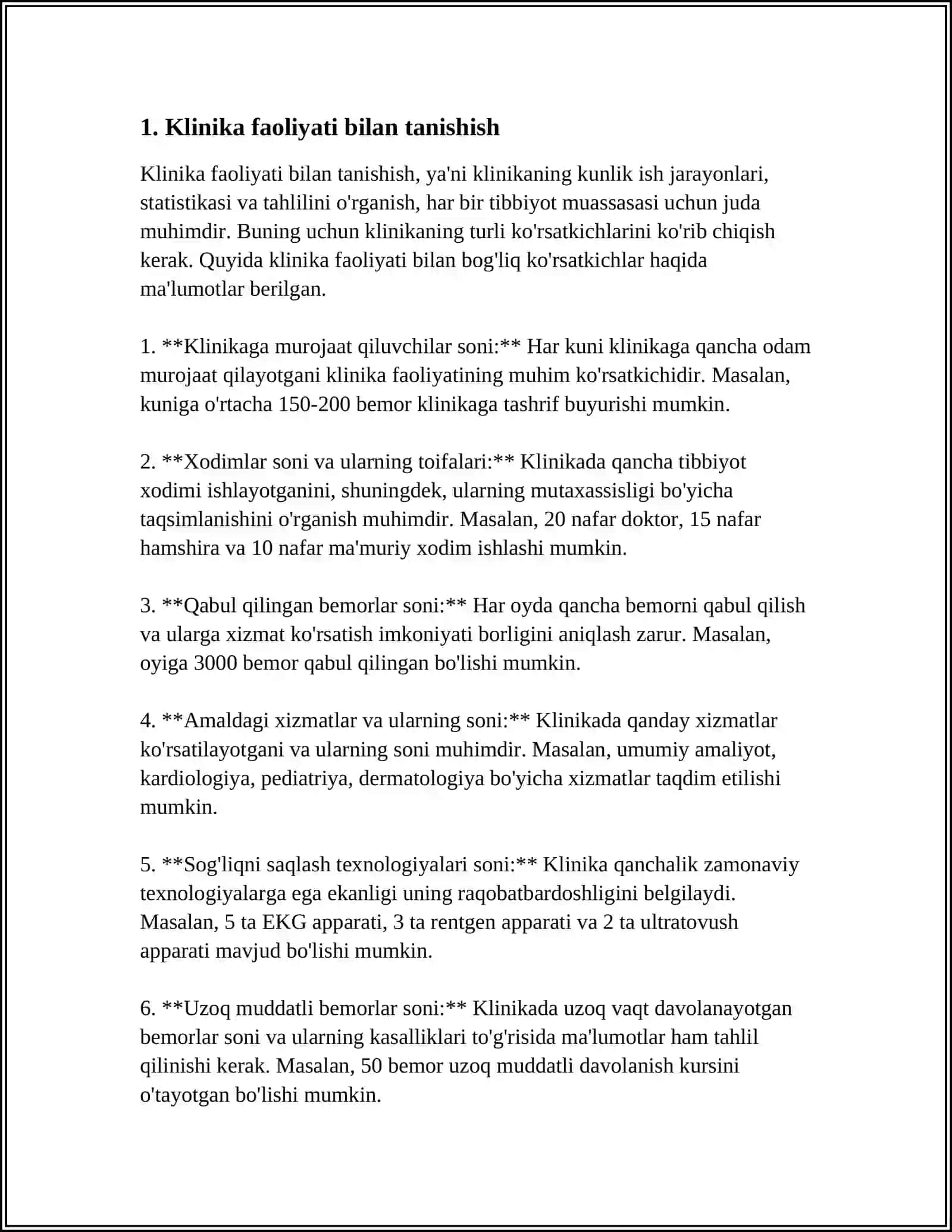 KLINIKA FAOLIYATI BILAN TANISHISH 4
