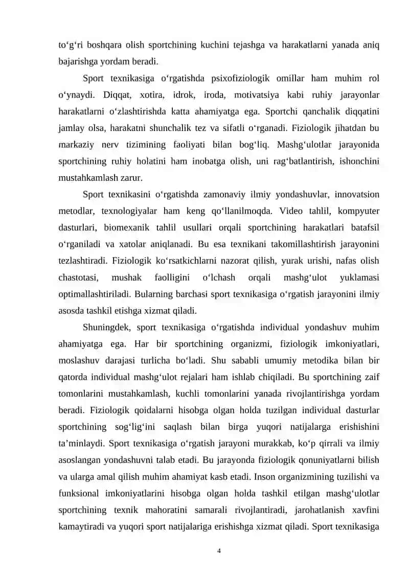 Spоrt tехnikasiga o'rgatishning fiziоlоgik qоidalari 4