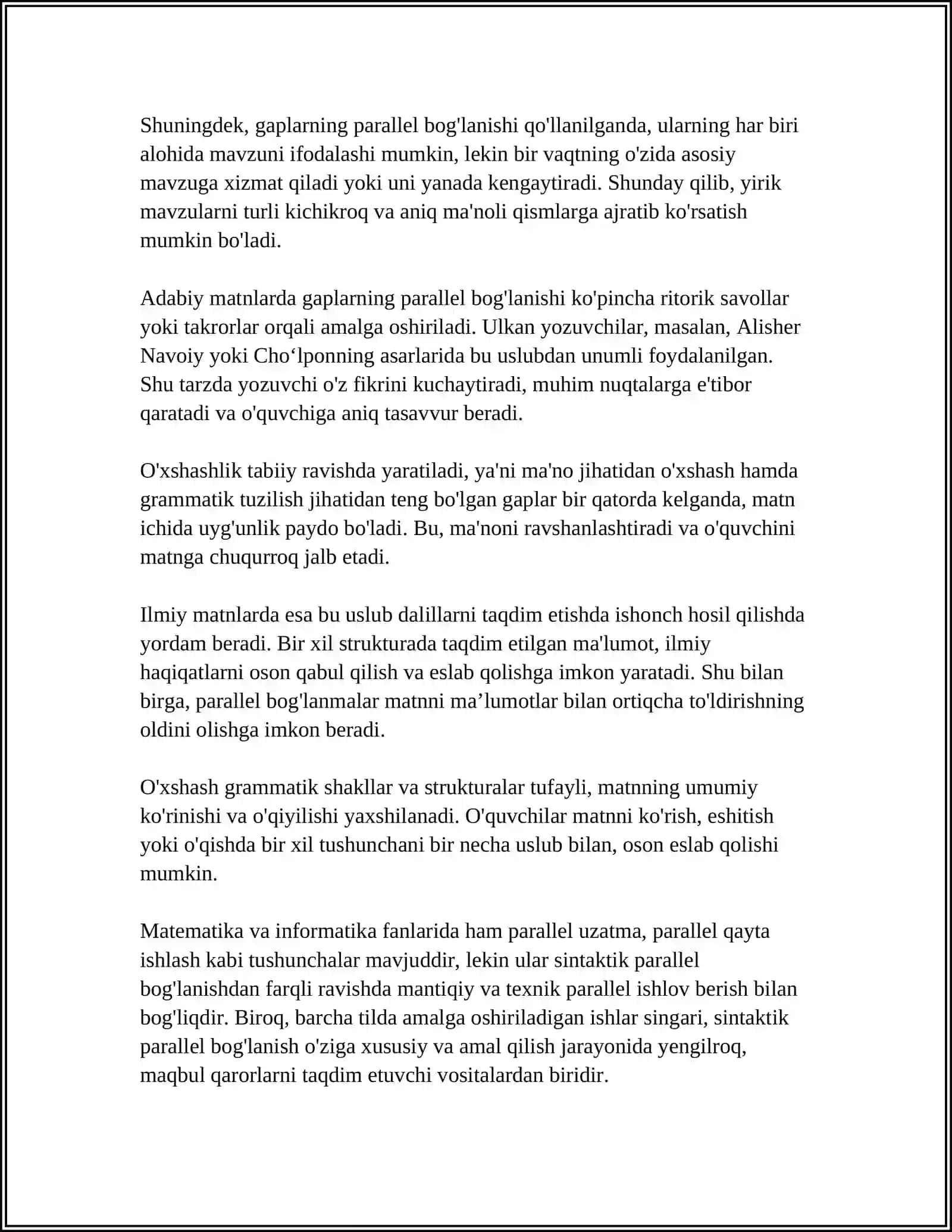 GAPLARNING PARALLEL BOG'LANISHIDAN USLUBIY FOYDALANISH 4