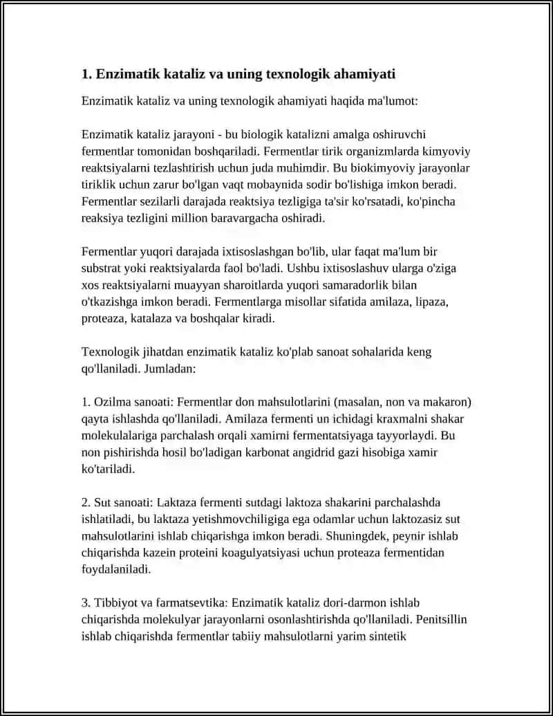 FERMENTLAR ISHTIROKIDAGI TEXNOLOGIK JARAYONLAR 4