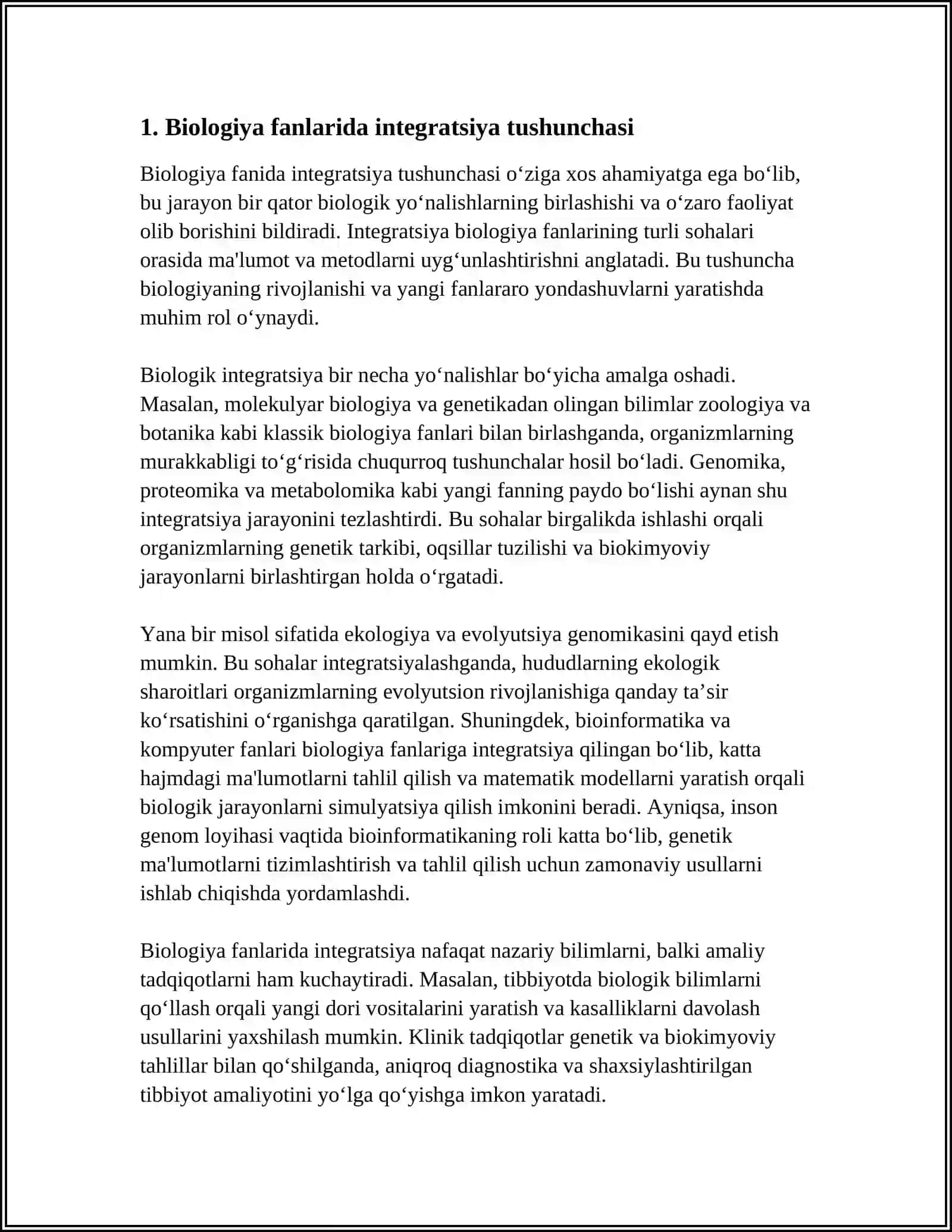 BIOLOGIYA FANLARIDA INTEGRATSION JARAYONLAR VA ULARNING TA’LIMDAGI AHAMIYATI 4