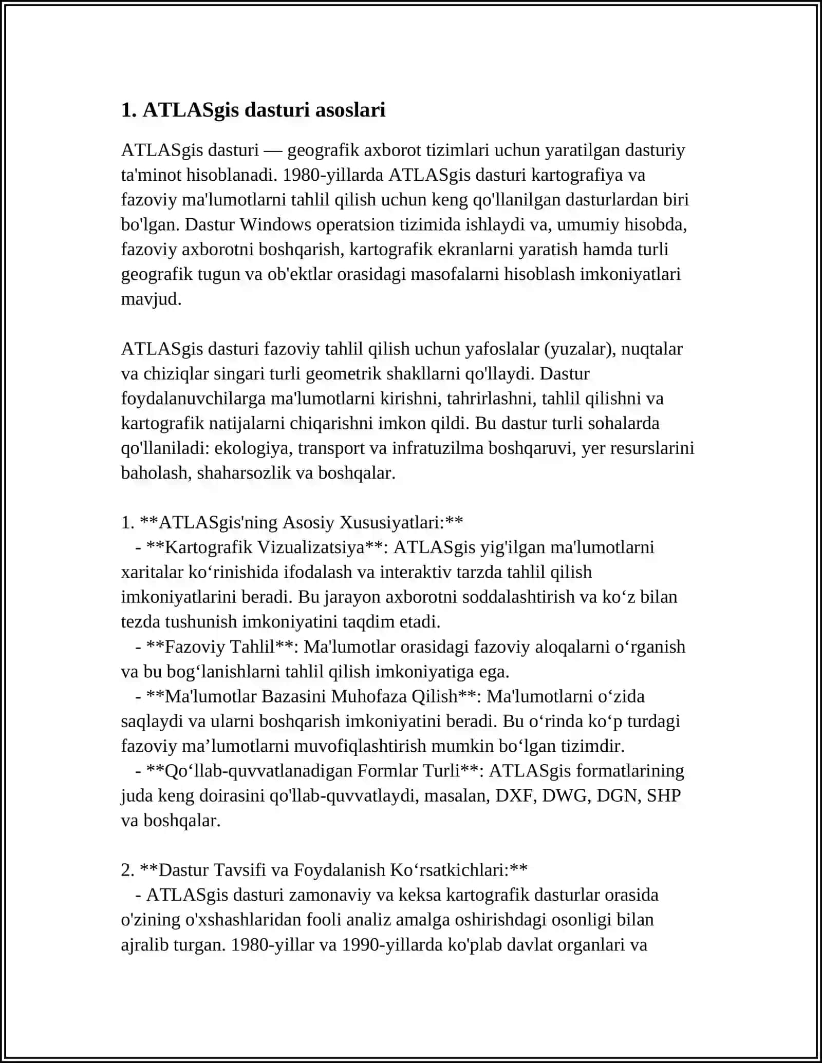 ATLASgis GEOGRAFIK AXBOROT TIZIMI 4