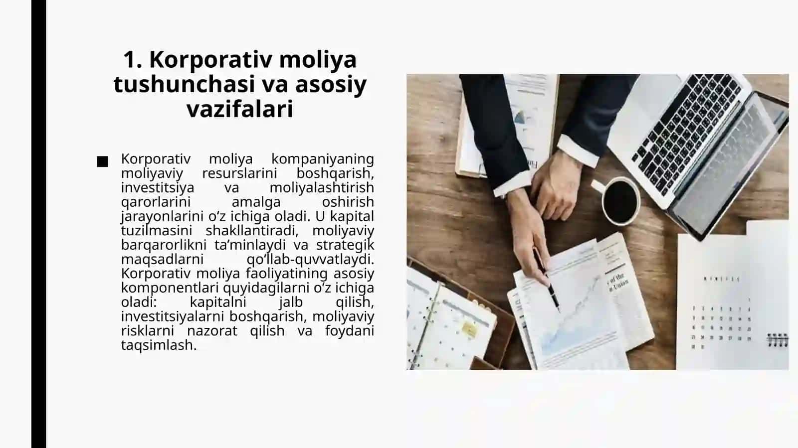Moliya tizimining markaziy boʻg'ini sifatida korporativ moliyaning oʻrni. 4