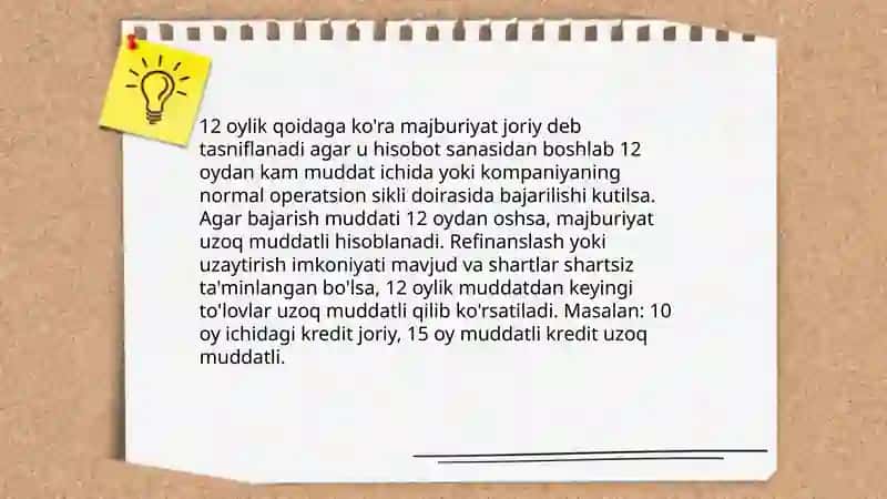 Uzoq muddatli majburiyatlar va joriy majburiyatlarni qanday farqlash mumkin 4