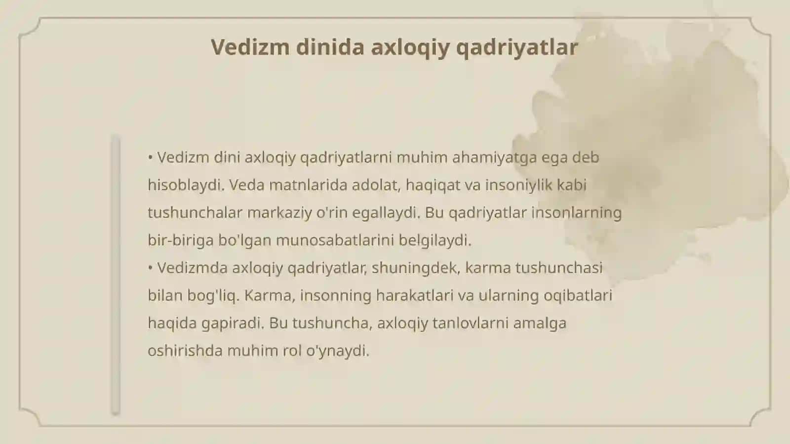 Milliy dinlar - vedizm dini ta'limotida diniy axloqiy qarashlari 4