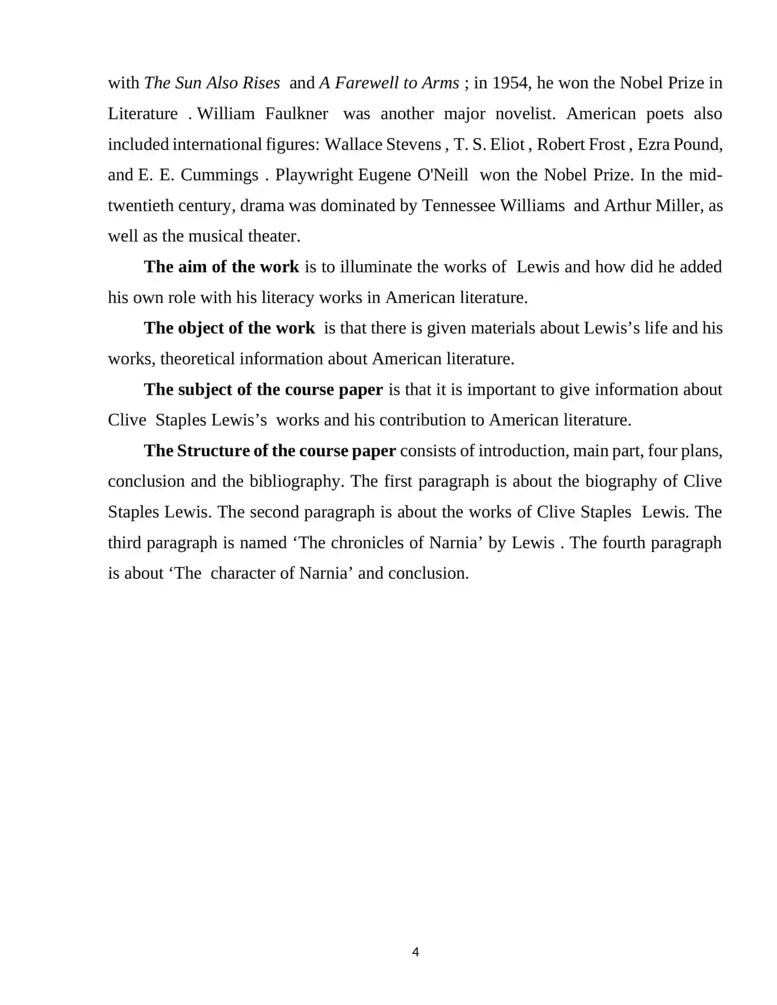 COURSE PAPER: S. LEWIS AND HIS WAY OF WRITING 4