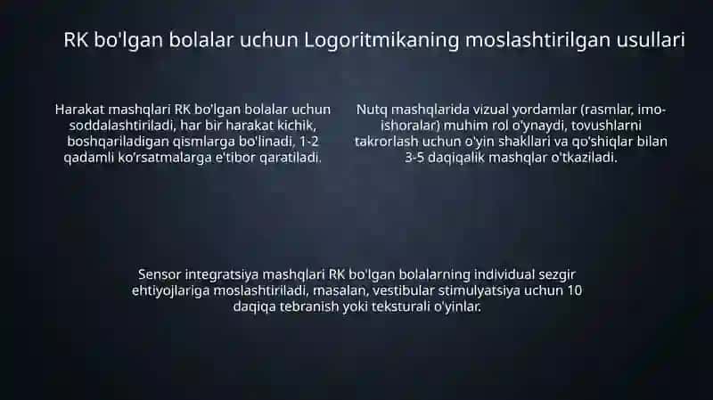 RRS (ruhiy rivojlanishi sust bolalar) bilan ishlash: logoritmikaning moslashtirilishi 4