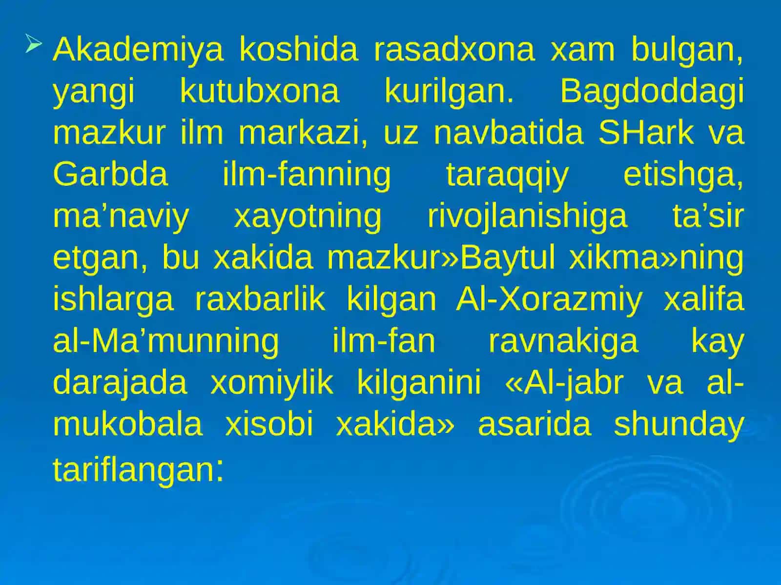 3-Sharq Uyg’onish davrida ta’lim-tarbiya to’g’risidagi fikrlar (IX-XII asrlar) 4