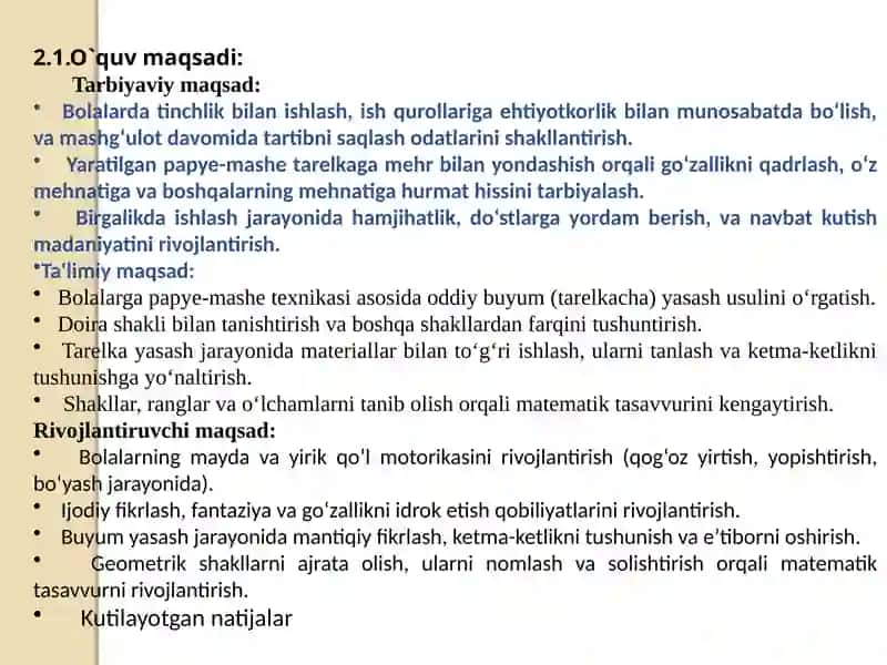 Papye-mashedan tarelkacha yasash.(katta guruh) Qurish-yasash va matematika markazi 4