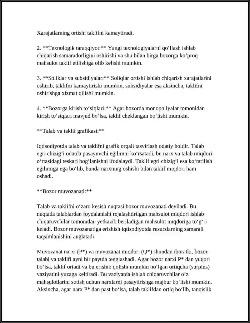 TALAB VA TAKLIFNING IQTISODIYOTDAGI ROLI 4