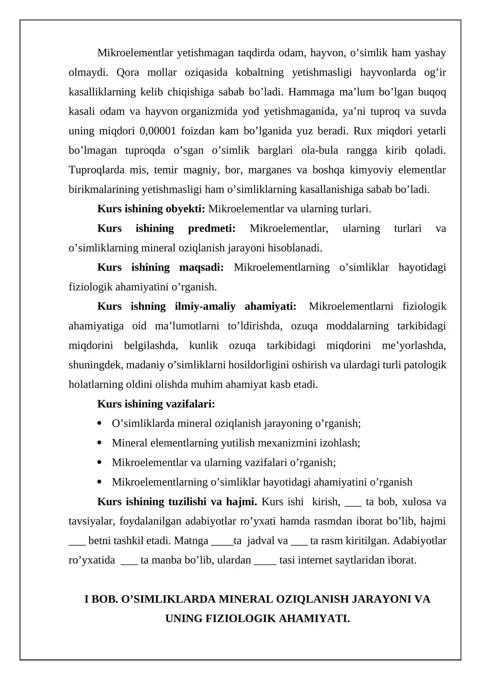 Mikroelementlar, ularning turlari va o’simliklarning mineral oziqlanish jarayoni 4