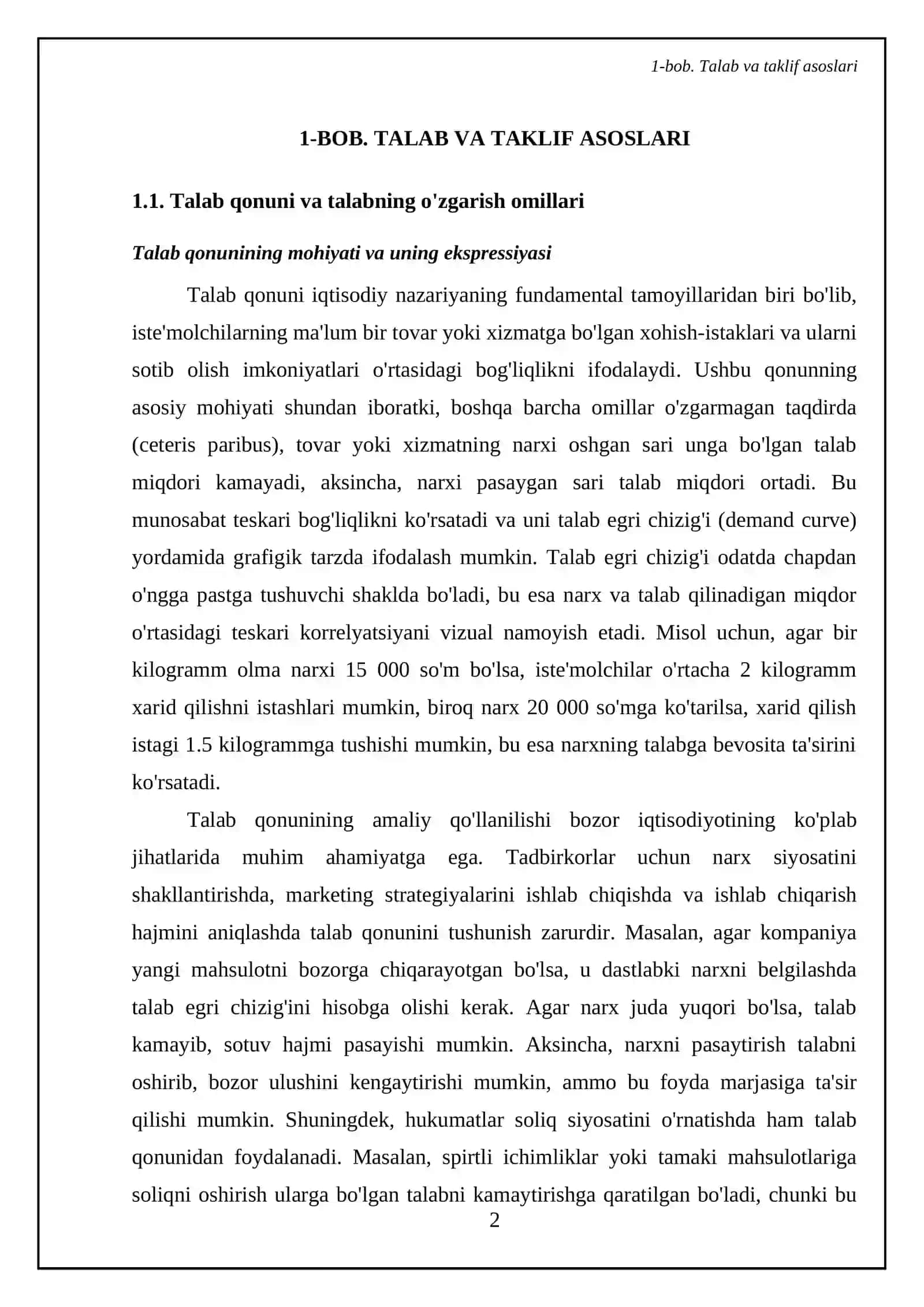 Talab va taklif: bozor muvozanati va uning barqarorligi 4