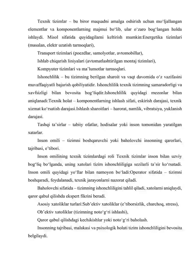 TEXNIK TIZIMLARNI ISHONCHLILIGIDA INSONNING BAHOLOVCHI SIFATIDA ISHTIROKI 4