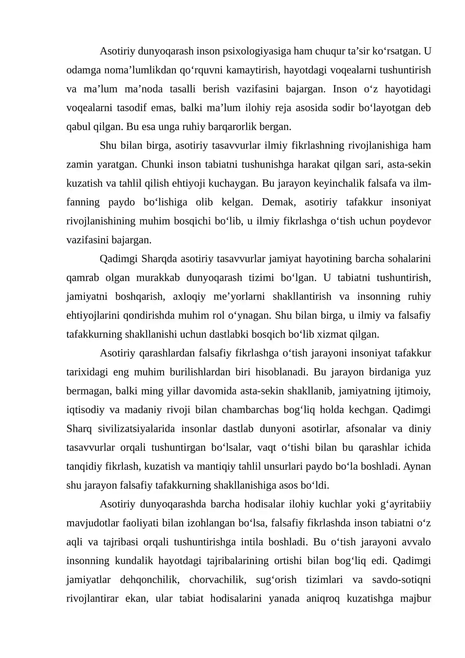 Qadimgi Sharqda asotiriy tasavvurlar va falsafiy bilimlarning paydo bo‘lishi 4