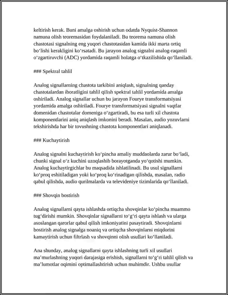 AXBOROTLARNI ANALOG KO’RINISHDA QAYTA ISHLASH 4