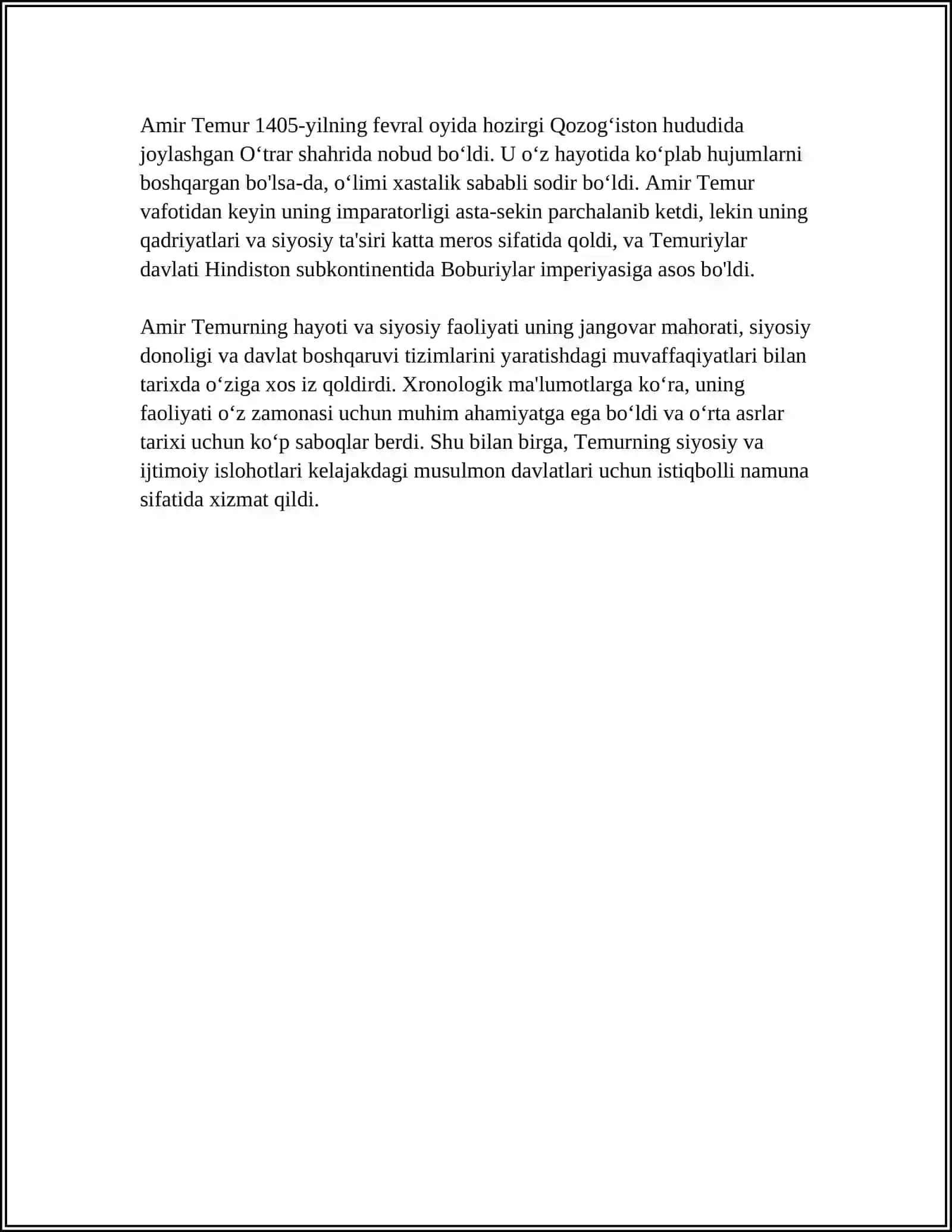AMIR TEMUR BUYUK DAVLAT ARBOBI 4