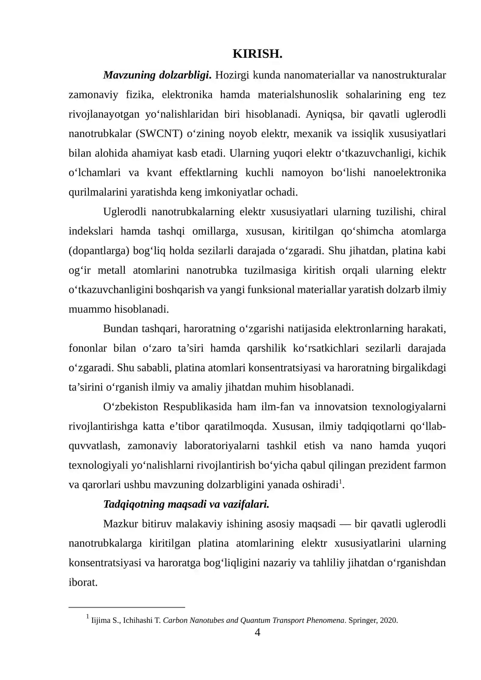 BIR QAVATLI UGLERODLI NANOTRUBKALARGA KIRITILGAN PLATINA ATOMLARINING ELEKTR XUSUSIYATLARINI UNING KONSENTRATSIYASI VA HARORATIGA BOG'LIQLIGINI O'RGANISH 4