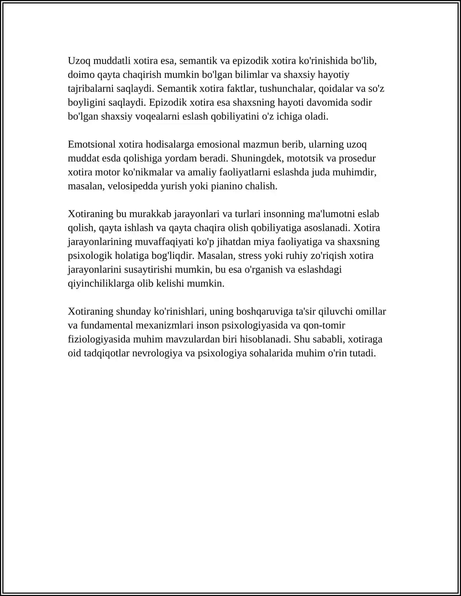 Xotira Haqida Tushuncha va Uning Nerv-Fiziologik Asoslari 4