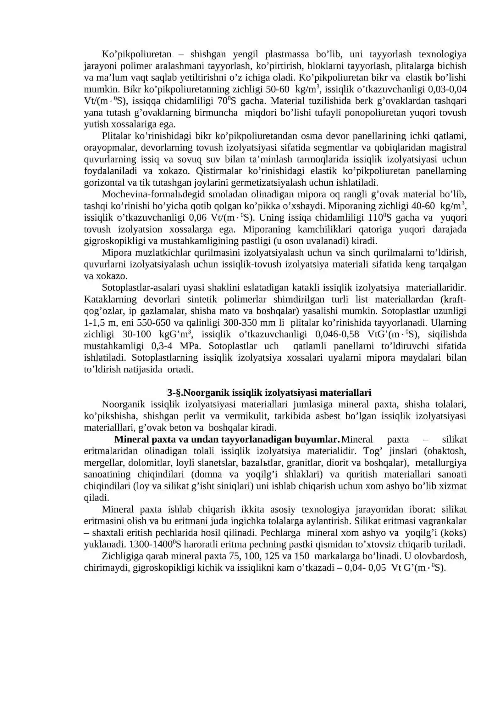 ISSIQLIK IZOLYaTSIYaSI VA AKUSTIK MATERIALLARNING ASOSIY XOSSALARI 4