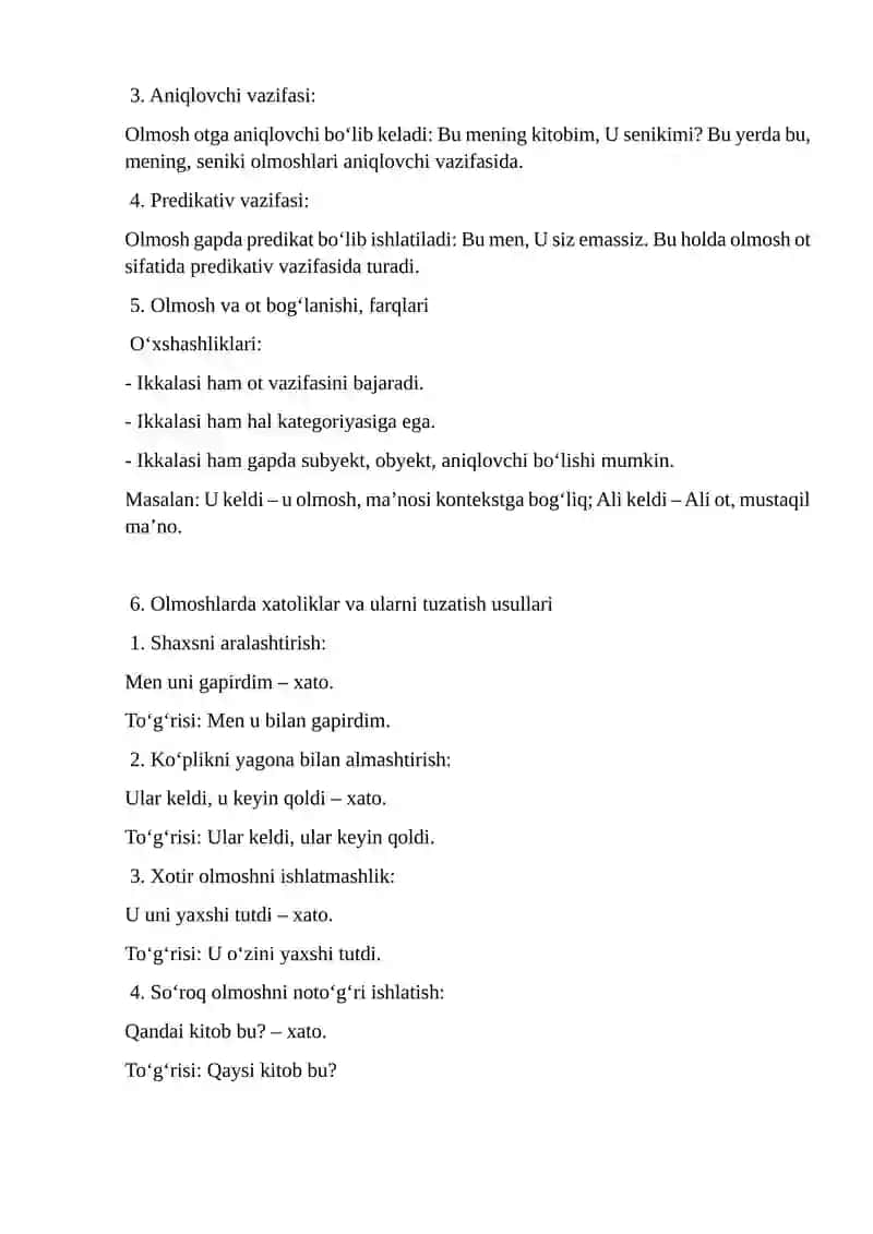 Olmosh (morfologik turkum olmoshlar) 4