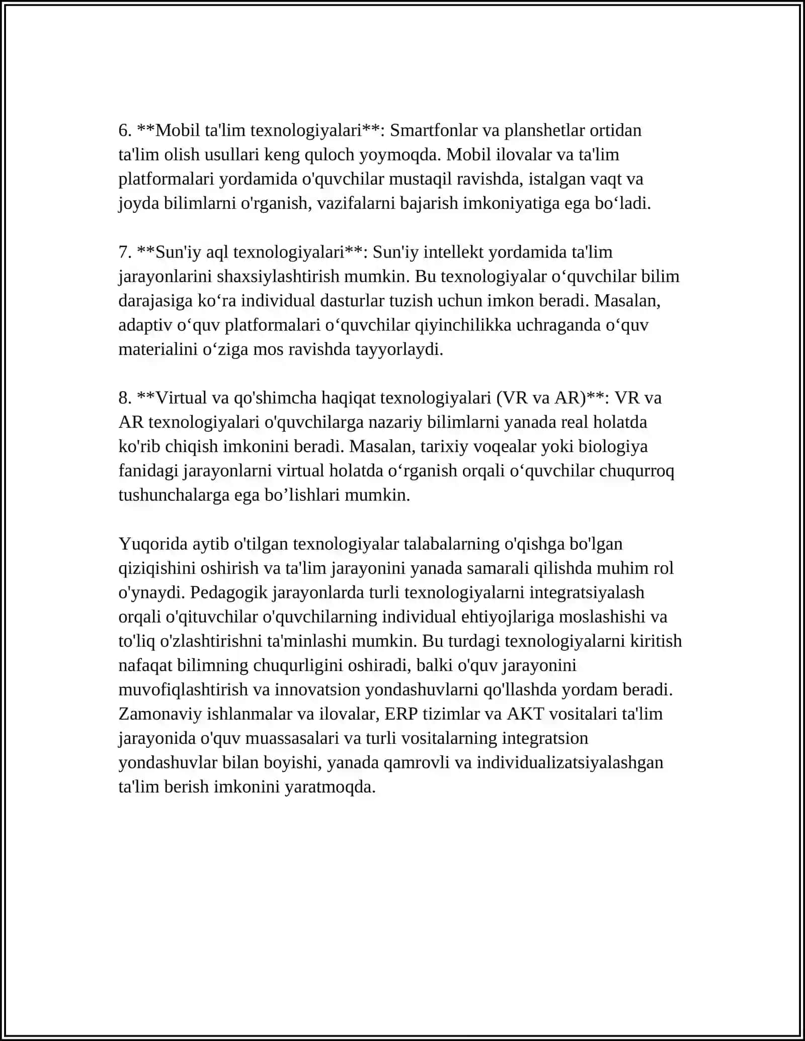 REFERAT Mavzu: PEDAGOGIK TEXNOLOGIYALAR TASNIFI 4