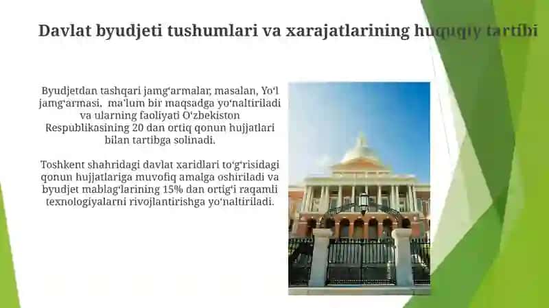 Davlat byudjeti va maqsadli jamgʻarmalar amal qilishning huquqiy asoslari 4