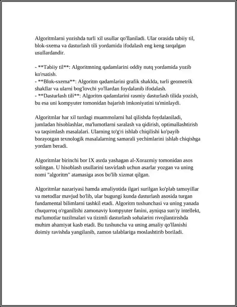 ALGORITM TUSHUNCHASI VA UNING HUSUSIYATLARI 4
