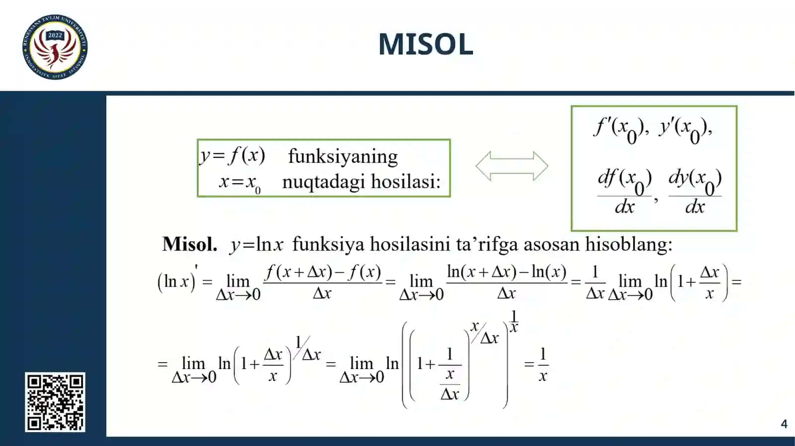 HISOB(CALCULUS) 4