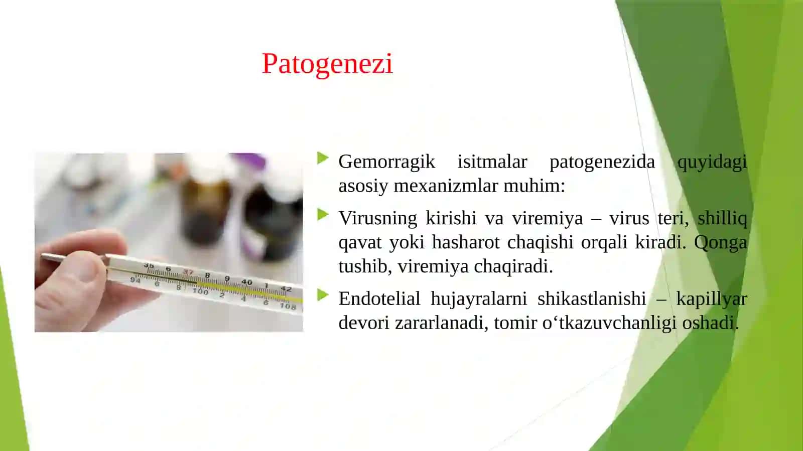 GEMORRAGIK ISITMA QO'ZG'ATUVCHILARI, PATOGENEZI, LABORATORIYA TASHHISI. LEPTOSPIROZLAR MORFOLOGIYASI, STRUKTURASI, TARQALGANLIGI, KELTIRIB CHIQARUVCHI KASALLIKLARI VA LABORATORIYASI TASHHISI 4