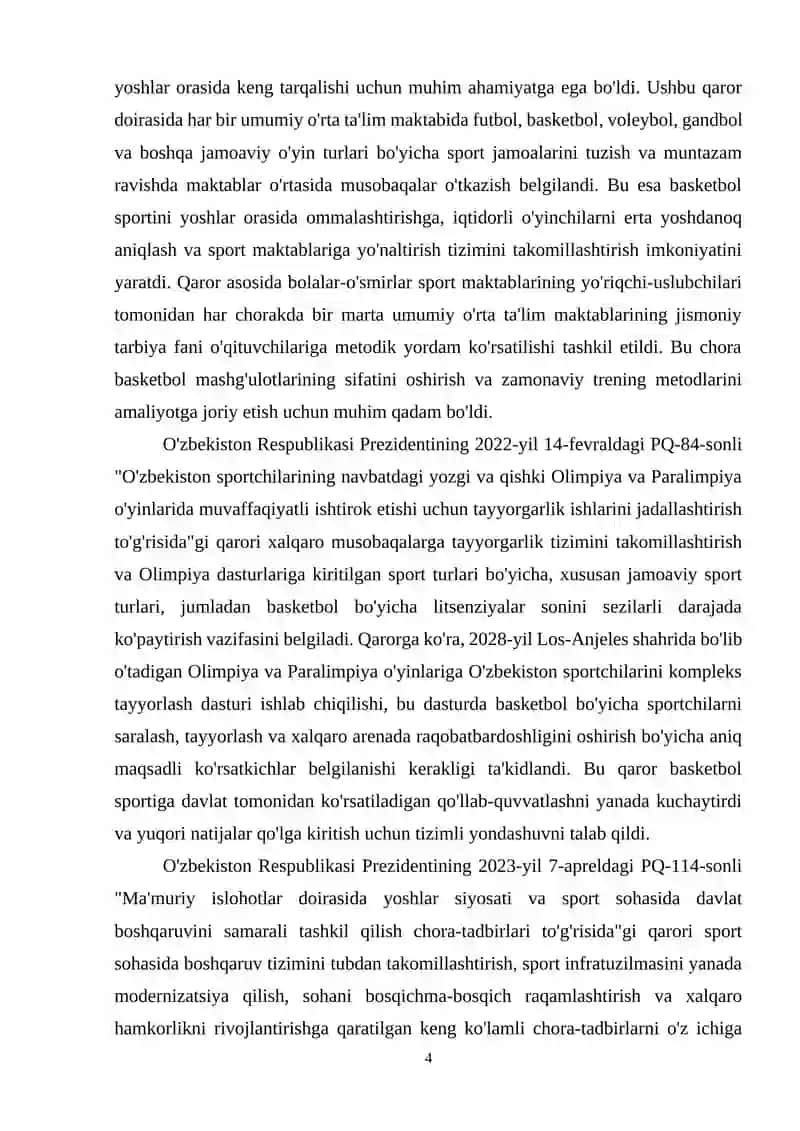 Basketbolchilar tayyorlashning turlari va bosqichlari 4
