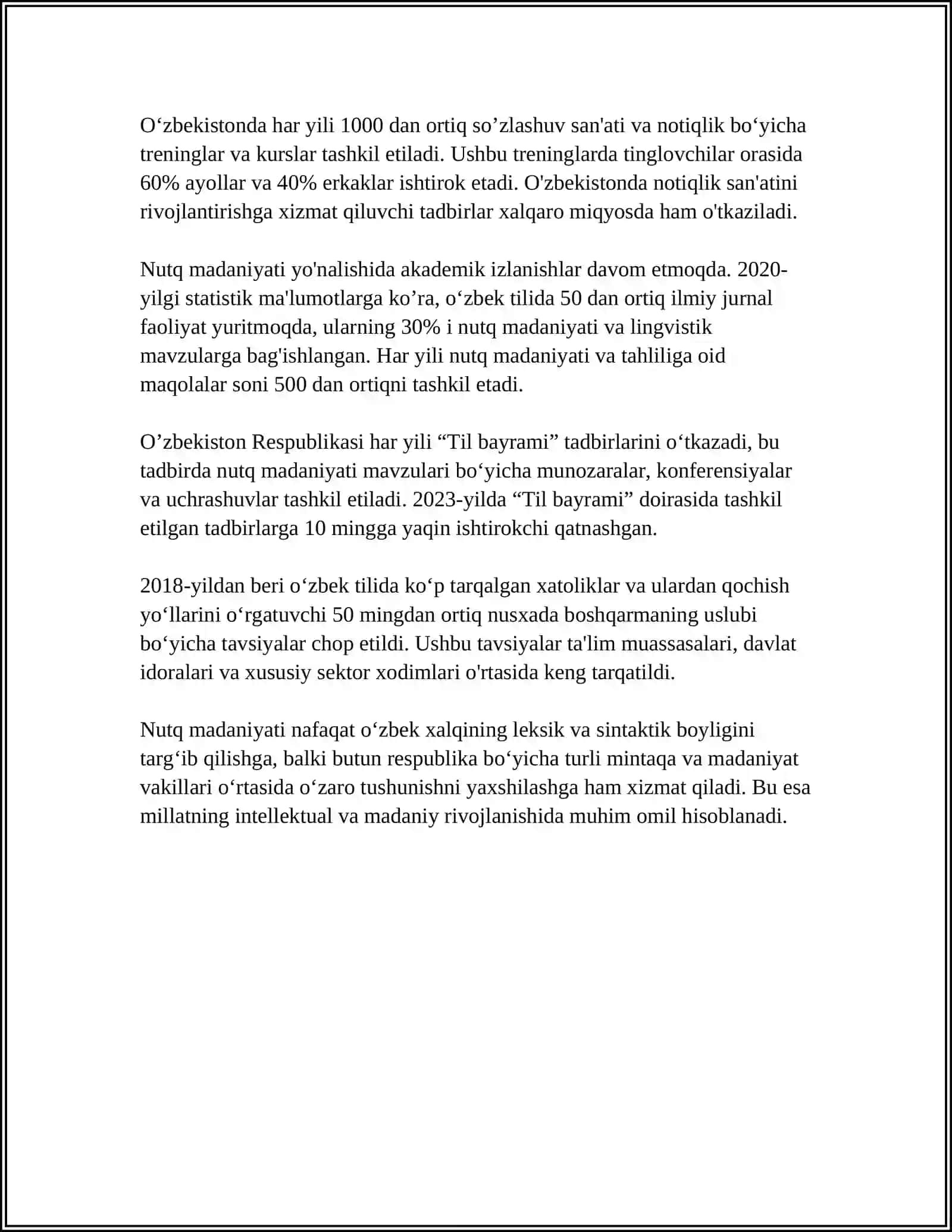 MUSTAQIL ISH Mavzu: PEDAGOGIK NUTQ ODOBI 4