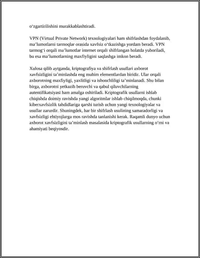 AXBOROT XAVFSIZLIGINI TA’MINLASH USUL VAVOSITALARI 4