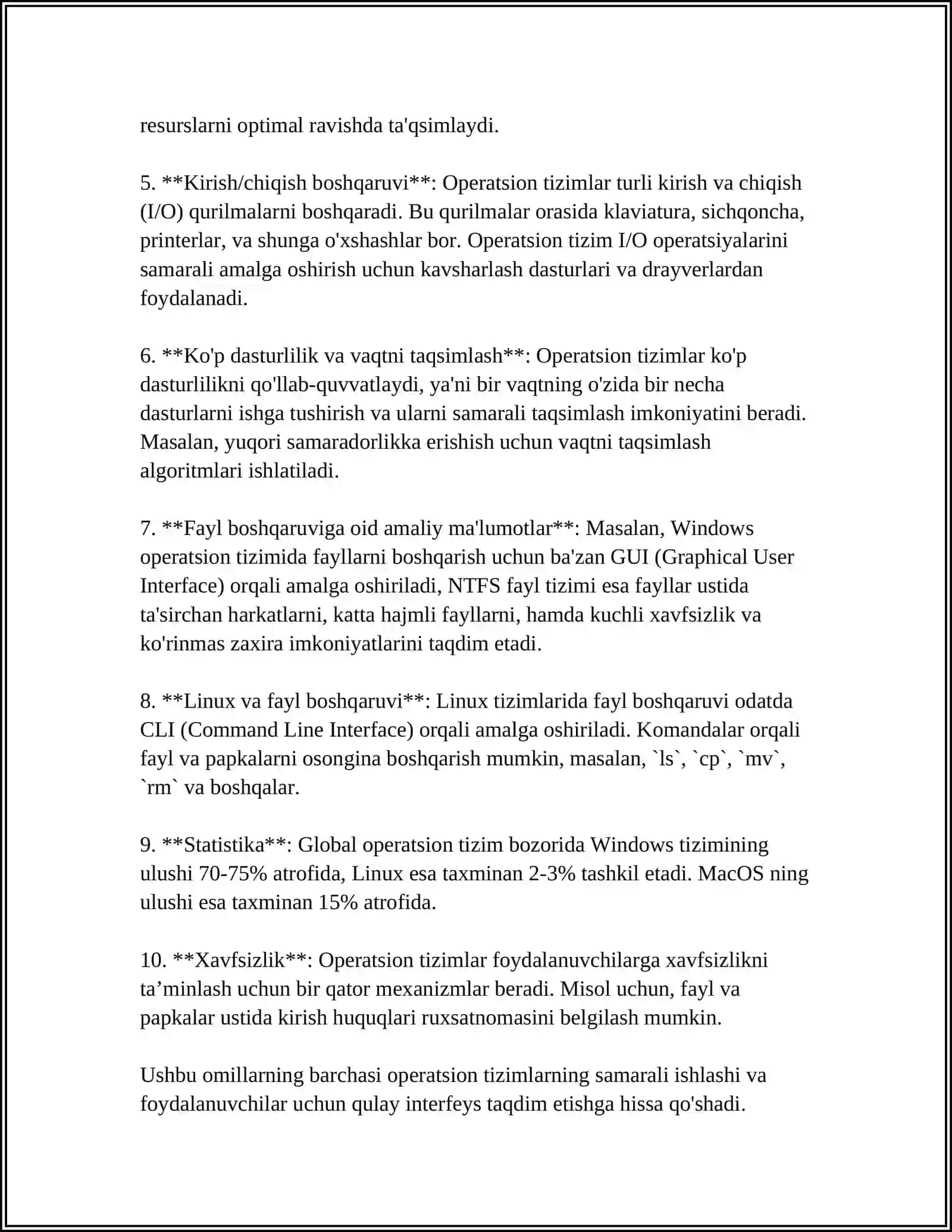 Operatsion tizimlar bilan amaliy ishlash va fayl boshqaruvi 4