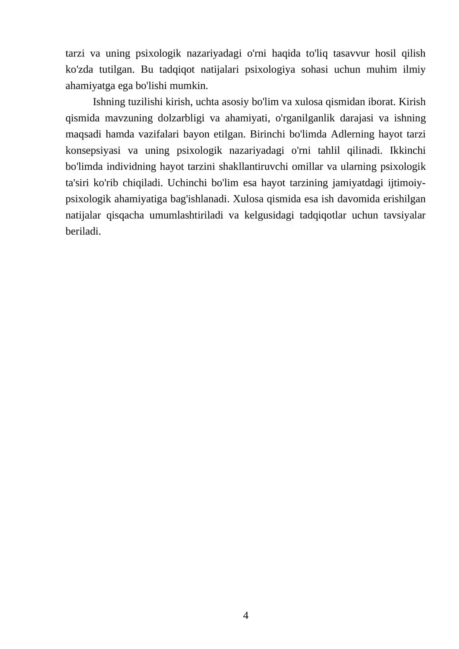 "Hayot tarzi" va uning A.Adler nazariyasida rivojlanishining qisqacha sharhi 4