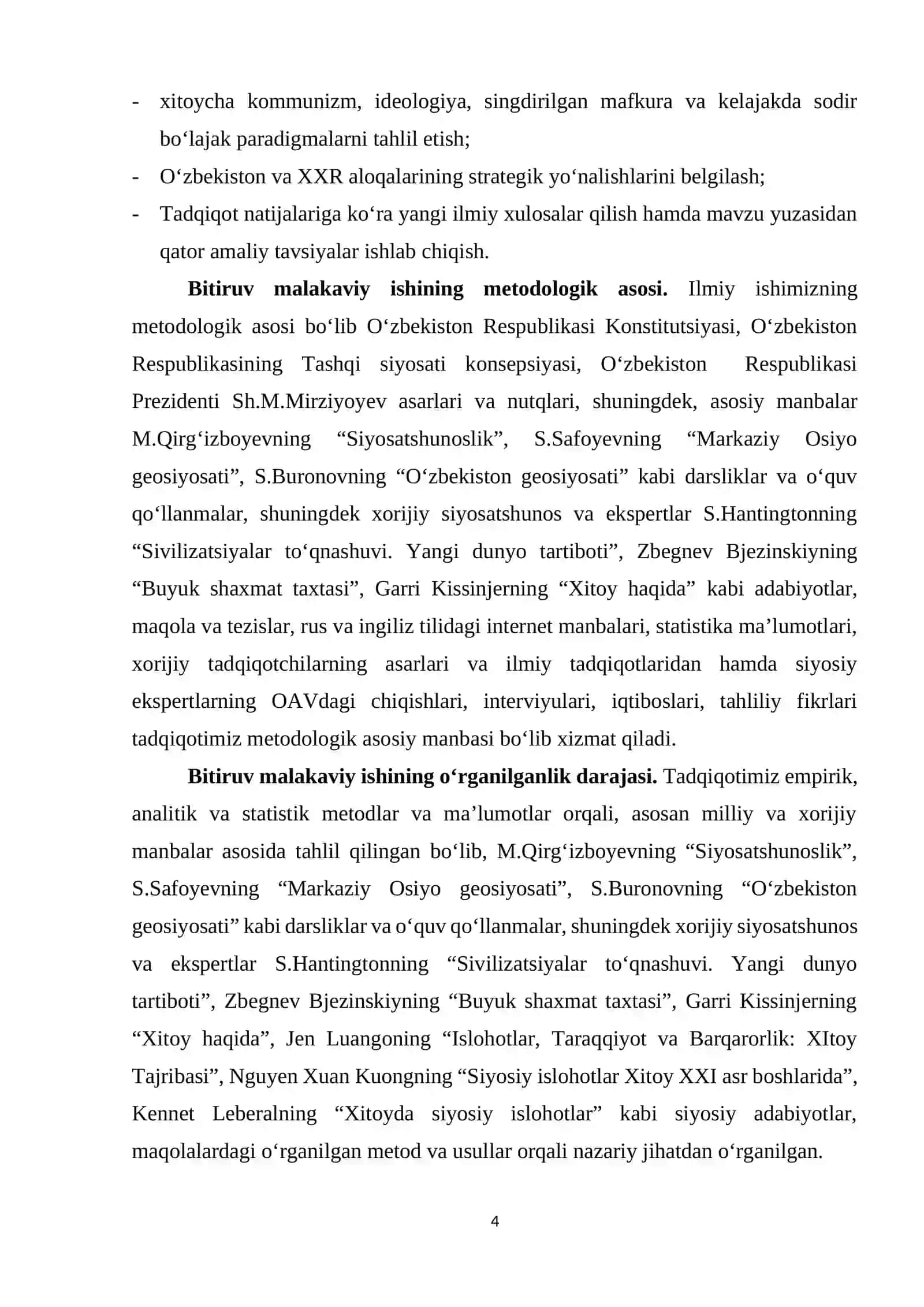 XITOY DAVLATINI TAKOMILLASHTIRISH ISLOHOTLARI VA ULARNING O‘TISH DAVRI MAMLAKATLARI UCHUN AHAMIYATI (XITOY VA O‘ZBEKISTON DAVLATLARI MISOLIDA) 4