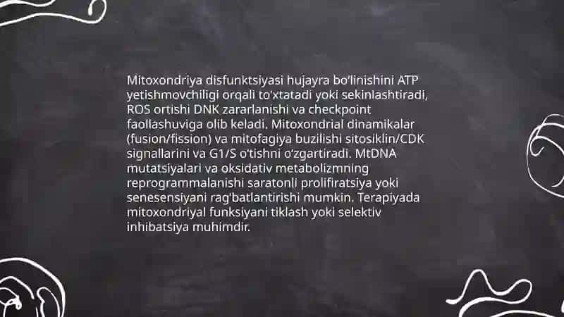 Hujayrada modda energiya va malumot oqimi hujayra prolifiratsiyasi muammolarining tibbiyotdagi roli 4
