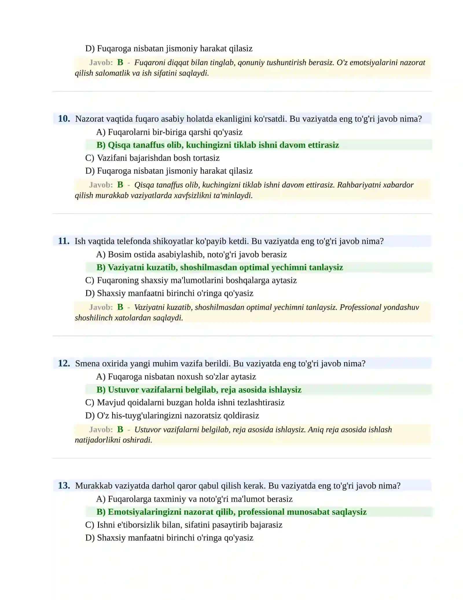 BOJXONA XIZMATIGA ISHGA KIRISH PSIXOLOGIK SINOV Testlari 4