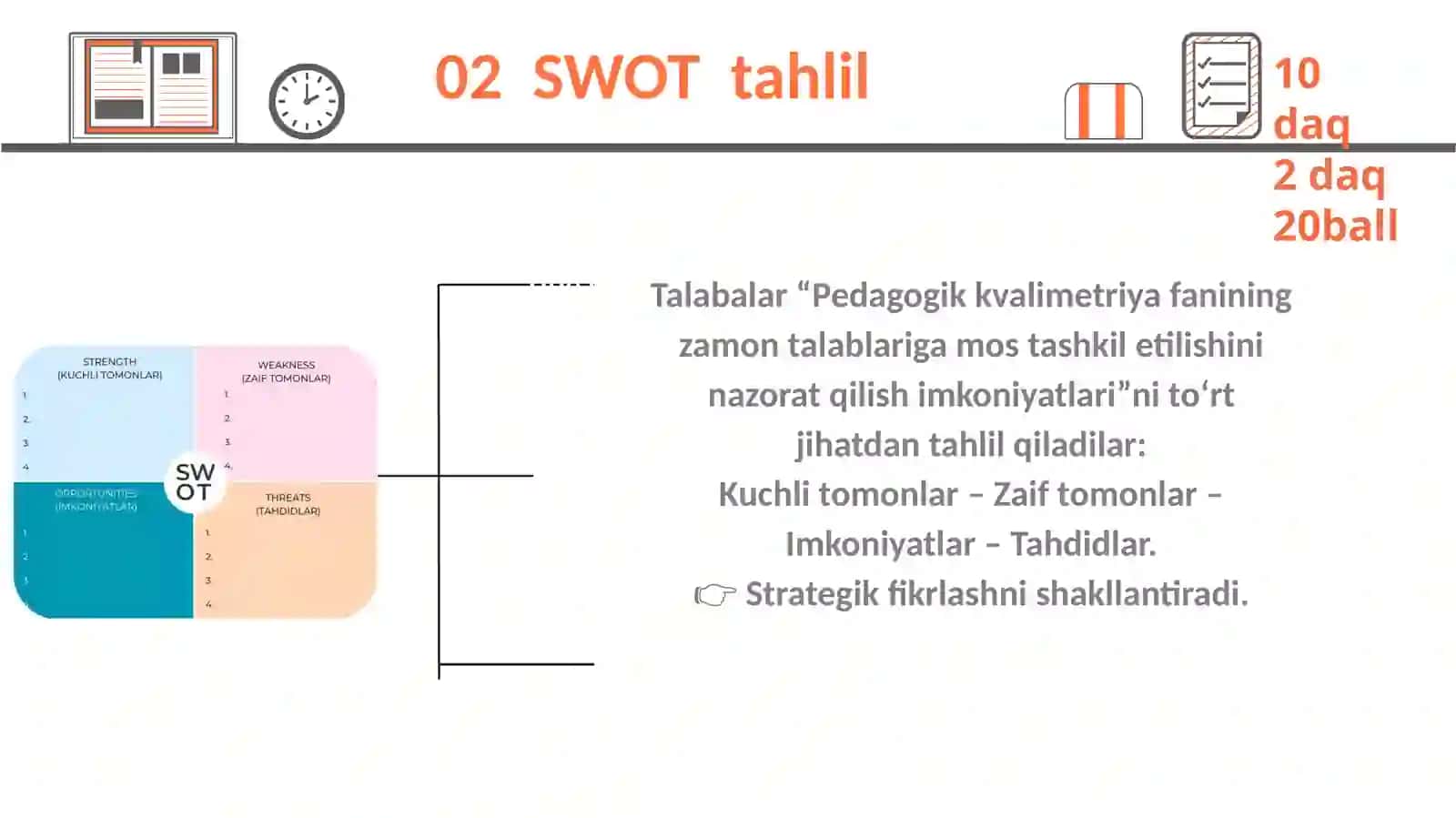 Pedagogik kvalimetriya fanining zamon talablariga mos tashkil etilishini nazorat qilish imkoniyatlari 4