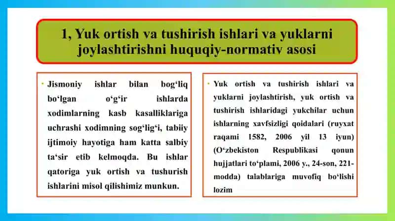 YUKLARNI TASHISH, ORTISH VA TUSHURISH VA BALANDLIKDA ISHLAGANDA XAVFSIZLIK QOIDALARI.pptx 4