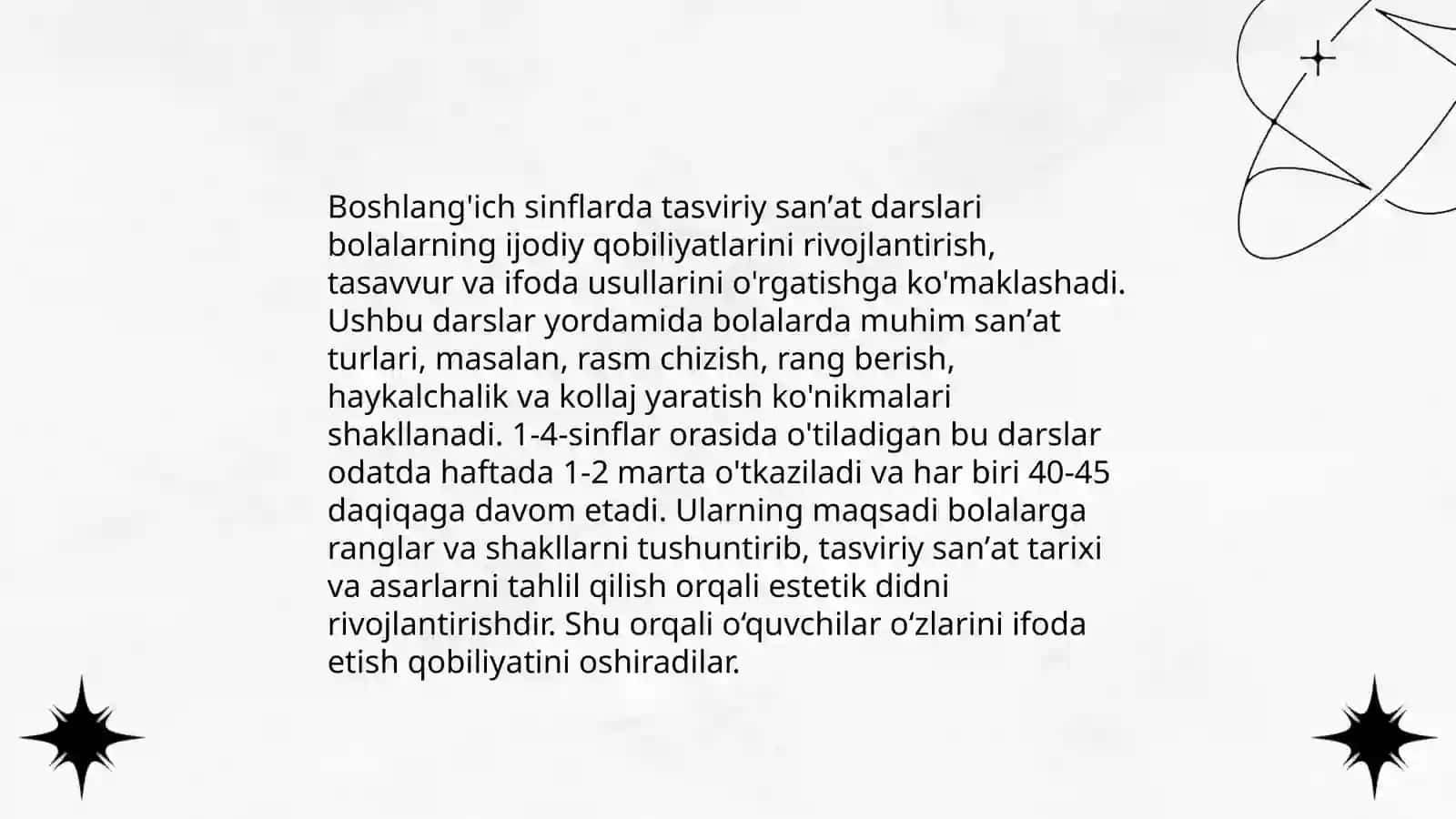Tasviriy sanʼatni o'qitishning maqsadlari 4