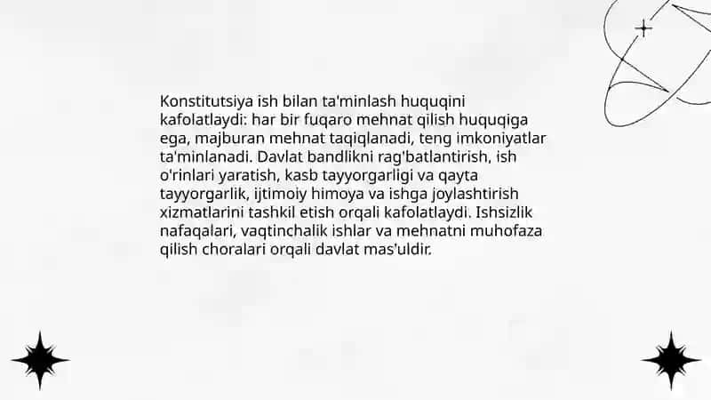 Fuqarolarning ish bilan ta'minlash huquqi va uning davlat tomonidan kafolatlanishi 4