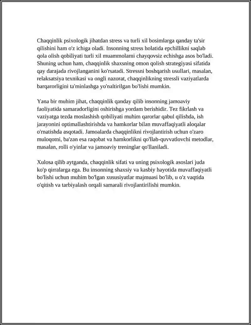 CHAQQINLIK SIFATI VA UNI TARBIYALASH 4