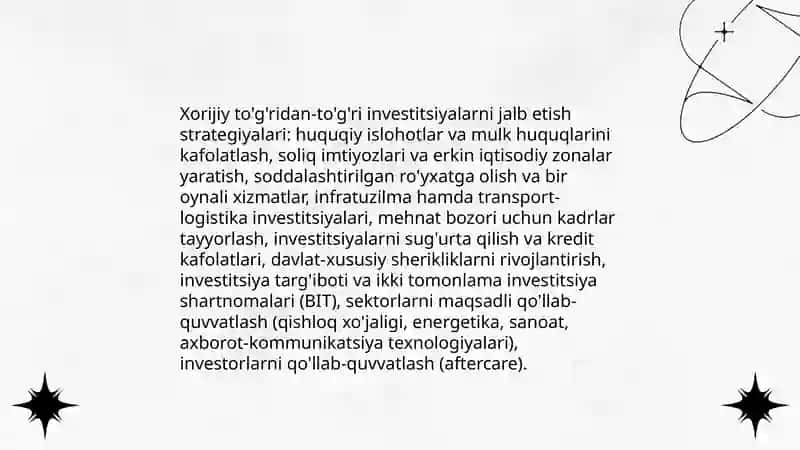 O'zbekistonda invistitsiyon iqtisodiy siyosat 4