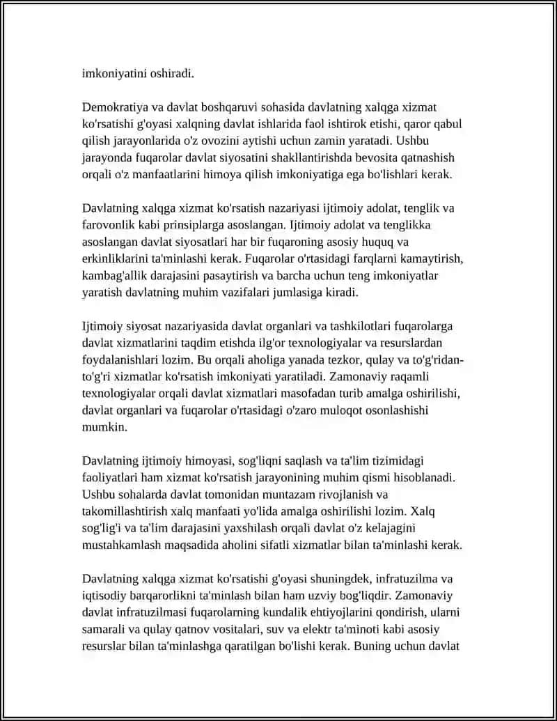 Davlat xalqga xizmat ko'rsatishi g'oyasining nazariy asoslari 4