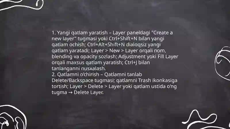 Adobe Photoshopda qatlamlar (layers) bilan ishlash texnikasi 4