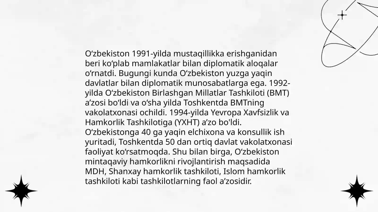 oʼzbekistonning markaziy osiyoda tinchlik va barqarorlikni taminlashdagi oʻrni 4