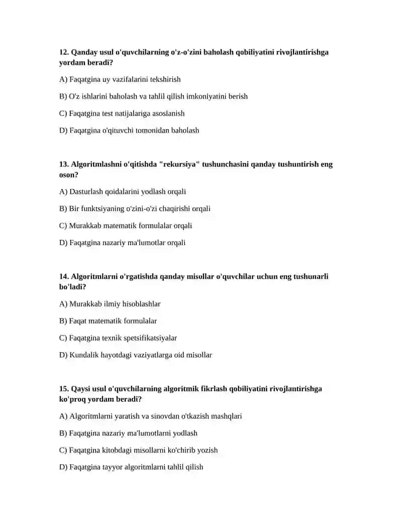 Algoritmlash asoslari bo‘limini o‘qitish metodikasi 4