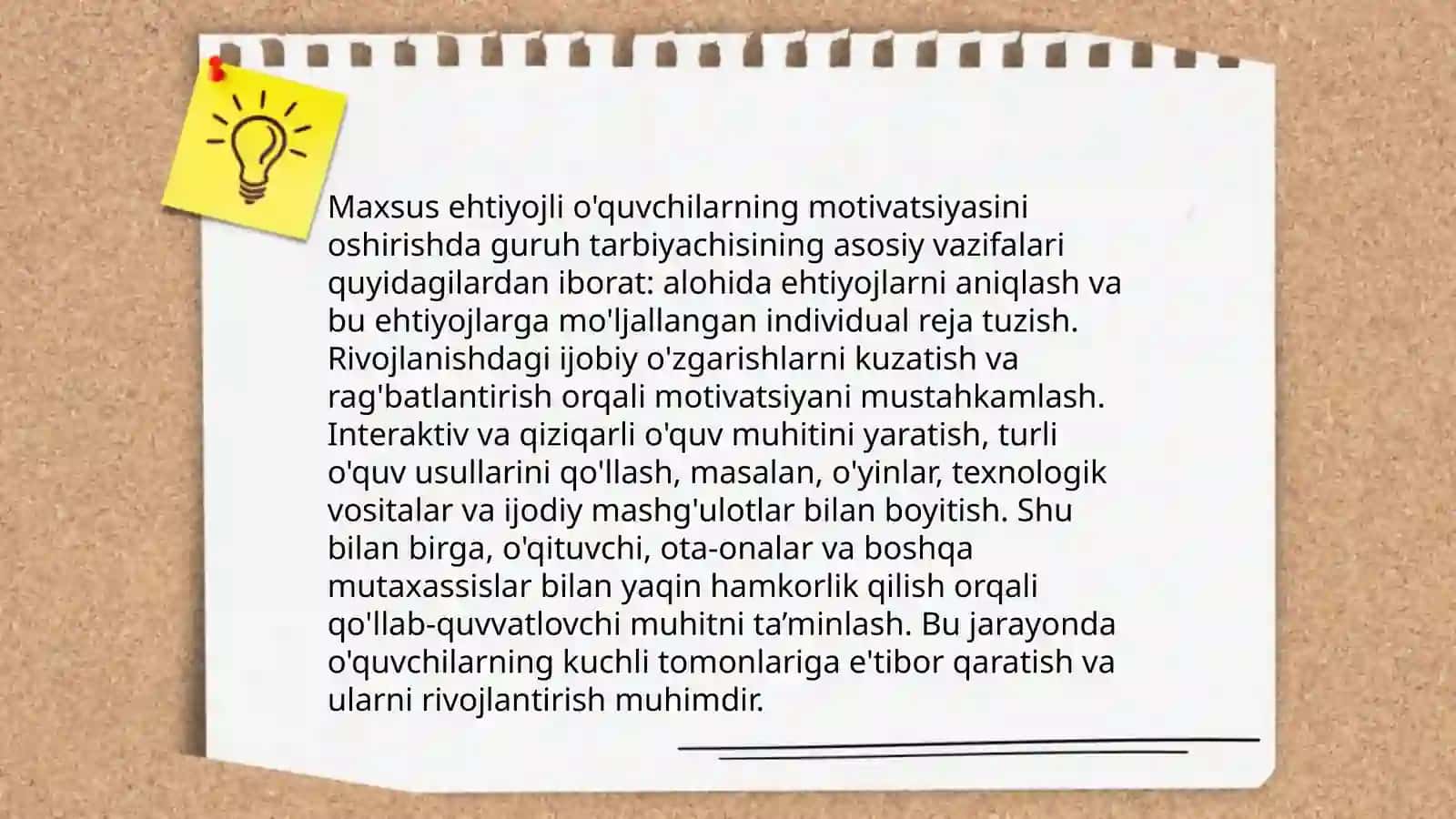 Alohida ehtiyojli o'quvchilarning bilish faoliyati taraqqiy etishda guruh tarbiyachisining vazifasi 4
